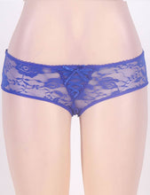 Load image into Gallery viewer, Blue Lace Open Crotch Panty (12-14) Xl
