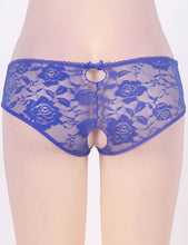 Load image into Gallery viewer, Blue Lace Open Crotch Panty (12-14) Xl
