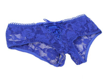 Load image into Gallery viewer, Blue Lace Open Crotch Panty (12-14) Xl
