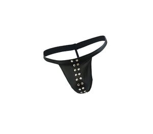 Mens Wet Look G-string With Press Double Stud L/xl