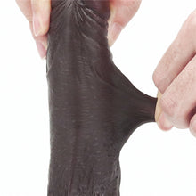 Load image into Gallery viewer, Sliding Skin 7" Dual Layer Dong W/balls Brown

