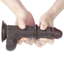 Load image into Gallery viewer, Sliding Skin 7" Dual Layer Dong W/balls Brown
