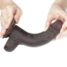 Load image into Gallery viewer, Sliding Skin 7" Dual Layer Dong W/balls Brown

