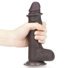 Load image into Gallery viewer, Sliding Skin 7" Dual Layer Dong W/balls Brown
