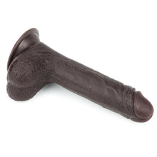 Load image into Gallery viewer, Sliding Skin 7" Dual Layer Dong W/balls Brown
