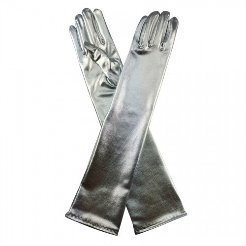 Metallic Long Gloves Silver