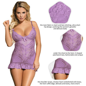 V Neck Lace Chemise Purple (20-22) 5xl