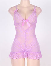 Load image into Gallery viewer, V Neck Lace Chemise Purple (20-22) 5xl
