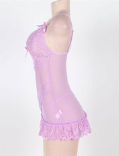 Load image into Gallery viewer, V Neck Lace Chemise Purple (20-22) 5xl
