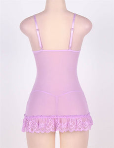 V Neck Lace Chemise Purple (20-22) 5xl