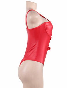 Latex Look Red Teddy (8-10) M