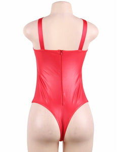 Latex Look Red Teddy (8-10) M