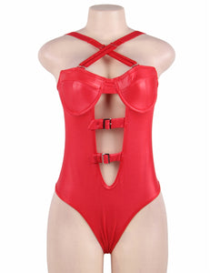 Latex Look Red Teddy (8-10) M