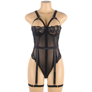 Teddy W/ Garter Ring Black (12-14) Xl