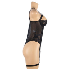 Load image into Gallery viewer, Teddy W/ Garter Ring Black (12-14) Xl
