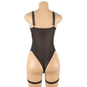 Teddy W/ Garter Ring Black (12-14) Xl