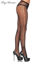 Load image into Gallery viewer, Seamless Fishnet Pantyhose With Keyhole Pattern Black
