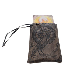 Load image into Gallery viewer, Leather Bag - Raven Pentacle 12cm X 18cm
