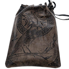 Load image into Gallery viewer, Leather Bag - Raven Pentacle 12cm X 18cm
