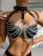 Load image into Gallery viewer, Chest Punk Bondage Belt With Chain O/s
