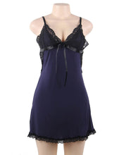 Load image into Gallery viewer, Blue/black Backless Babydoll (8-10) M
