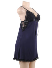 Load image into Gallery viewer, Blue/black Backless Babydoll (8-10) M
