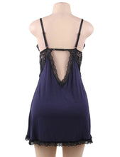 Load image into Gallery viewer, Blue/black Backless Babydoll (12-14) Xl

