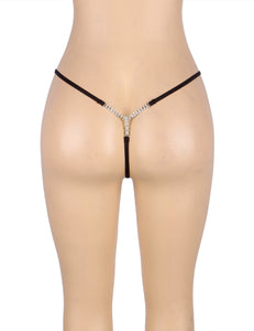 Black G-string With Diamond Back (12-14) Xl