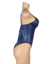 Load image into Gallery viewer, Blue Faux Leather Bodysuit (8-10) M
