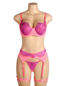 Pink/purple Lace Bra Set(20-22)5xl
