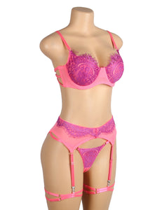Pink/purple Lace Bra Set(20-22)5xl