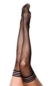 Kixies Taylor Black Sheer Thigh Highs Size A