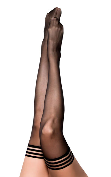 Kixies Taylor Black Sheer Thigh Highs Size A