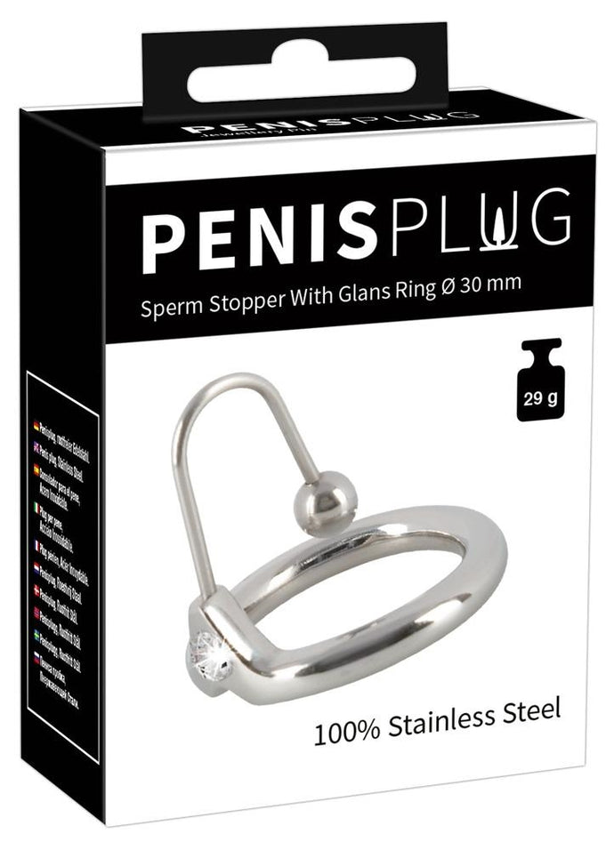 Penisplug Sperm Stopper With Glans Ring 30mm