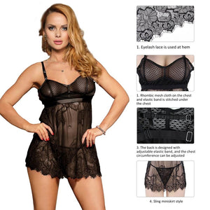 Elegant Black Lace Babydoll(12-14)xl