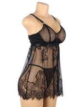 Load image into Gallery viewer, Elegant Black Lace Babydoll (20-22)5xl
