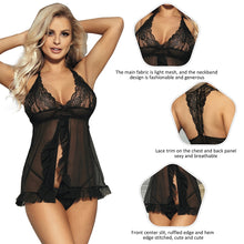 Load image into Gallery viewer, Halter Babydoll Black W/lace (16-18)3xl
