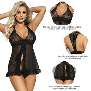 Halter Babydoll Black W/lace (8-10)m