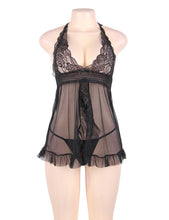 Load image into Gallery viewer, Halter Babydoll Black W/lace (20-22)5xl
