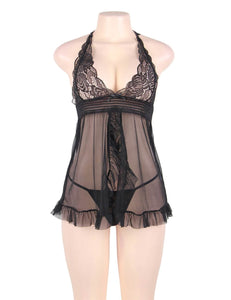 Halter Babydoll Black W/lace (20-22)5xl