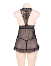 Load image into Gallery viewer, Halter Babydoll Black W/lace (16-18)3xl
