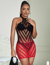 Load image into Gallery viewer, Black &amp; Red Fishnet Dress (8-10)m
