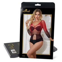 Load image into Gallery viewer, Black &amp; Red Fishnet Bodysuit (8-10) M
