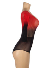 Load image into Gallery viewer, Black &amp; Red Fishnet Bodysuit (8-10) M
