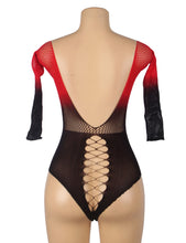 Load image into Gallery viewer, Black &amp; Red Fishnet Bodysuit (8-10) M
