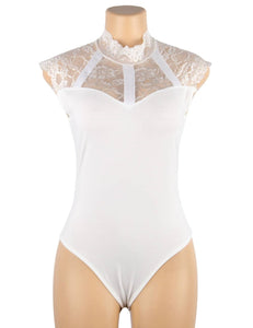 White Bodysuit W/lace (12-14) Xl