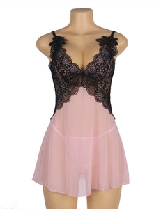 Floral Lace Pink/black B/doll (12-14)xl