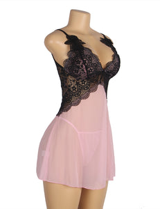 Floral Lace Pink/black B/doll (12-14)xl