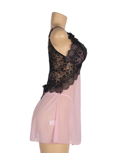 Floral Lace Pink/black B/doll (12-14)xl