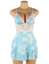 Load image into Gallery viewer, Blue Floral Print Babydoll (20-22)5xl
